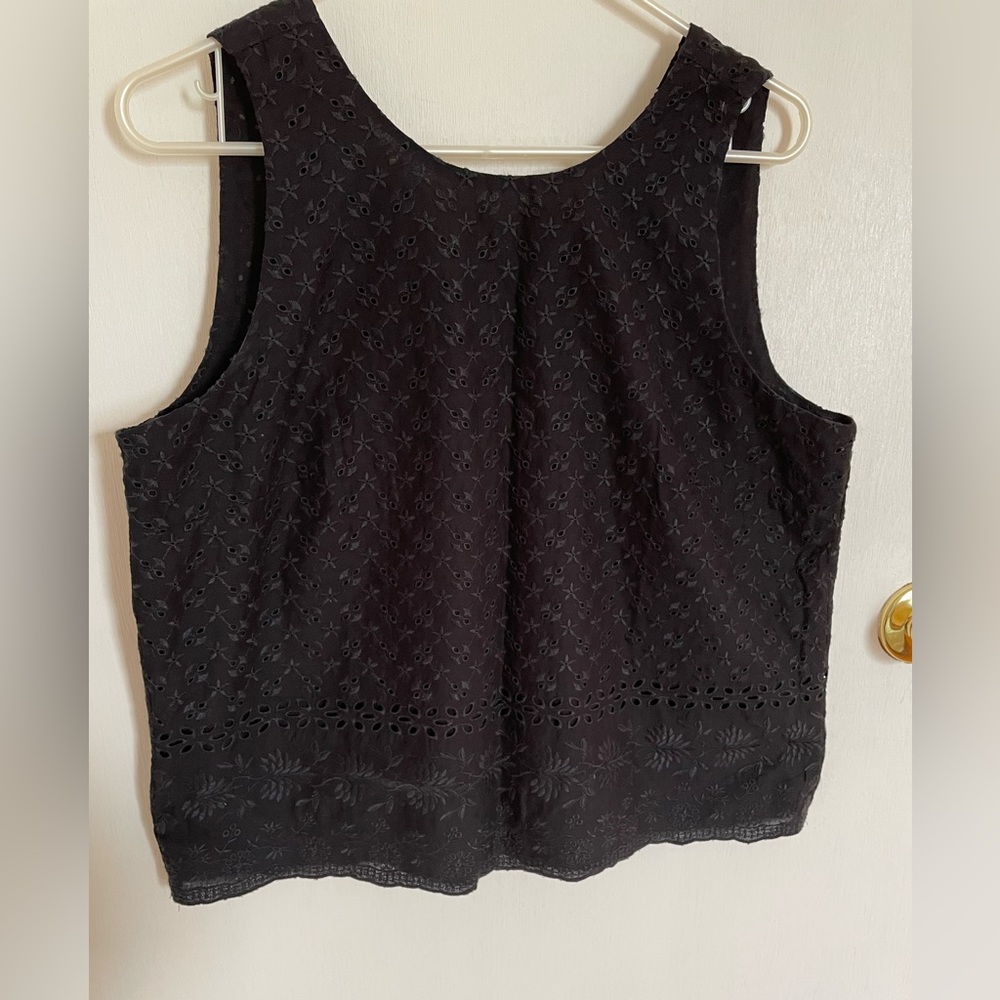 Black Embroidered V-Back Tank Top from Loft
